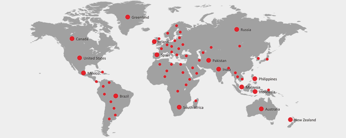 乐鱼注册（中国）官方网站新材出口业务地图